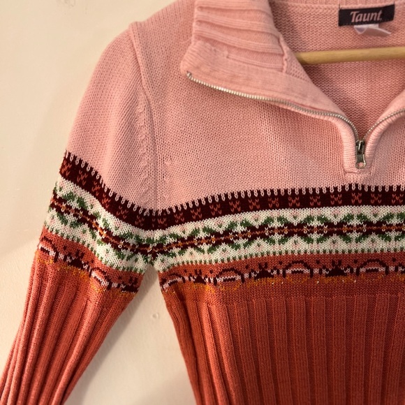 Taunt Quarter Zip Knit Vintage Sweater M - Picture 5 of 8